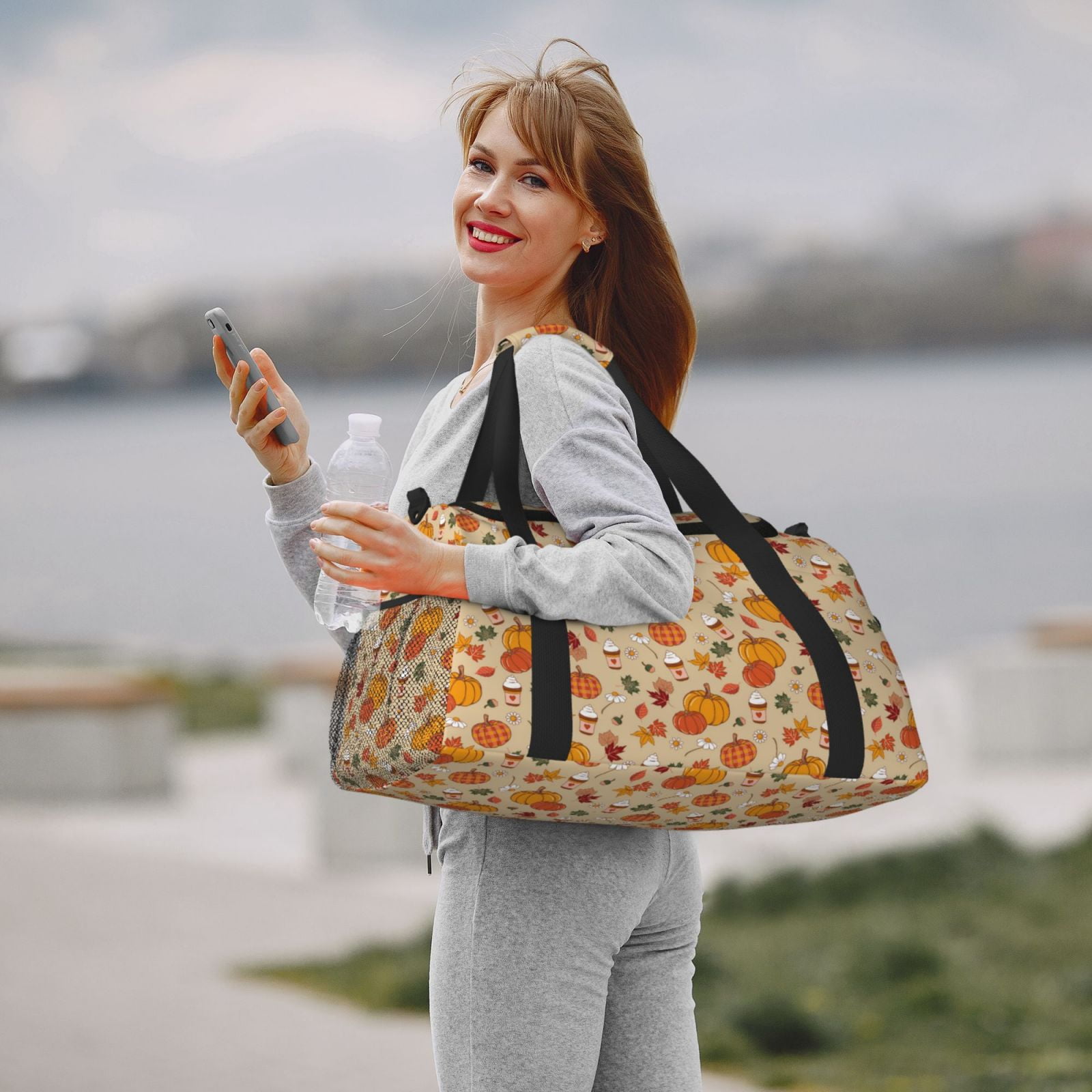Fuzoiu Fall Autumn Print Travel Duffle Bag,Carry On Tote Bags,Duffel Bag,Sport Gym Bag, Hospital Bag for Labor and Delivery, Overnight Bag,Luggage Bag