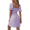 thumbnail image 4 of Txlixc Vestido de manga corta de mujer, cuello cuadrado, pliegue de pliegue Txlixc moda, 4 of 6
