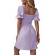 thumbnail image 4 of Txlixc Vestido de manga corta de mujer, cuello cuadrado, pliegue de pliegue Txlixc moda, 4 of 6