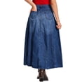 thumbnail image 3 of INSPIRE CHIC Women's Jean Maxi Skirt Casual High Waisted Distressed Wash A Line Swing Long Denim Skirts M Dark Blue, 3 of 6