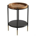 thumbnail image 4 of Demi Bonn 2-Tier Round End Table - Solid Wood Tabletop + Metal Frame, Industrial Vintage Style, Dual-Level Storage & Display, for Living Room/Bedroom, Rustic Brown & Black, 4 of 5