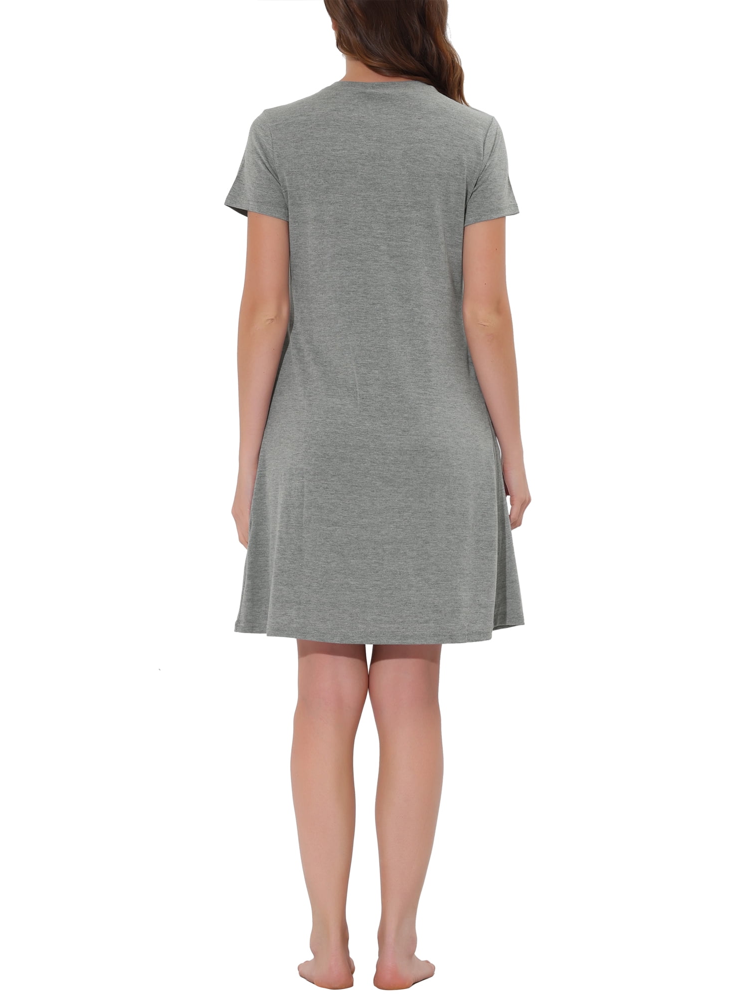 Unique Bargains Women's Pajama Dress Sleepwear with Pockets Nightshirt Lounge Nightgown