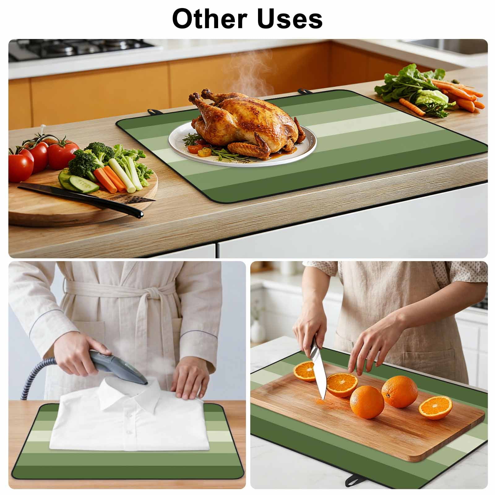 Sage Green Ombre Stove Top Cover for Electric Stove, Heat-proof & Non Slip Glass Top Stove Cover Protector, Sage Green Gradient Woods Farmhouse Kitchen Flat Cooktop Rubber Mat 28.5x20.5 Inches