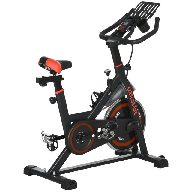 CoSoTower Adjustable Upright Stationary Exercise Bike w/ LCD Display, Indoor Cycling Bike for Home w/ Adjustable Resistance, Red