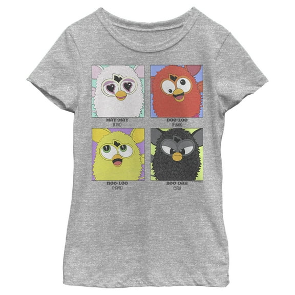 Girl's Furby Furby Feelings Names  Graphic Tee Athletic Heather Medium