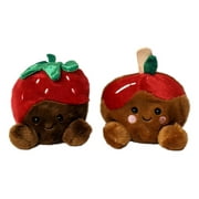 Set of 2 CHOCOLATE STRAWBERRY & CARAMEL APPLE Palm Pals 5" Stuffed Plush, Aurora