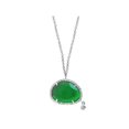 thumbnail image 1 of Silver Rhodium Plated Oval Free Form Green Slice CZ Circling, Necklace, 1 of 1