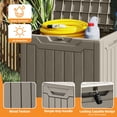 thumbnail image 3 of Uforic 31.2 Gallon Weatherproof Resin Outdoor Deck Box Lockable Storage with Side Handles for Patio Garden Poolside, Light Brown, 3 of 8