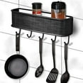 thumbnail image 2 of Key Holder for Wall, Wall-Mounted Mail Organizer with 5 Hooks, Decorative Retro Hanging Organizer Rustic Farmhouse Decor for Entryway - Black, 2 of 7