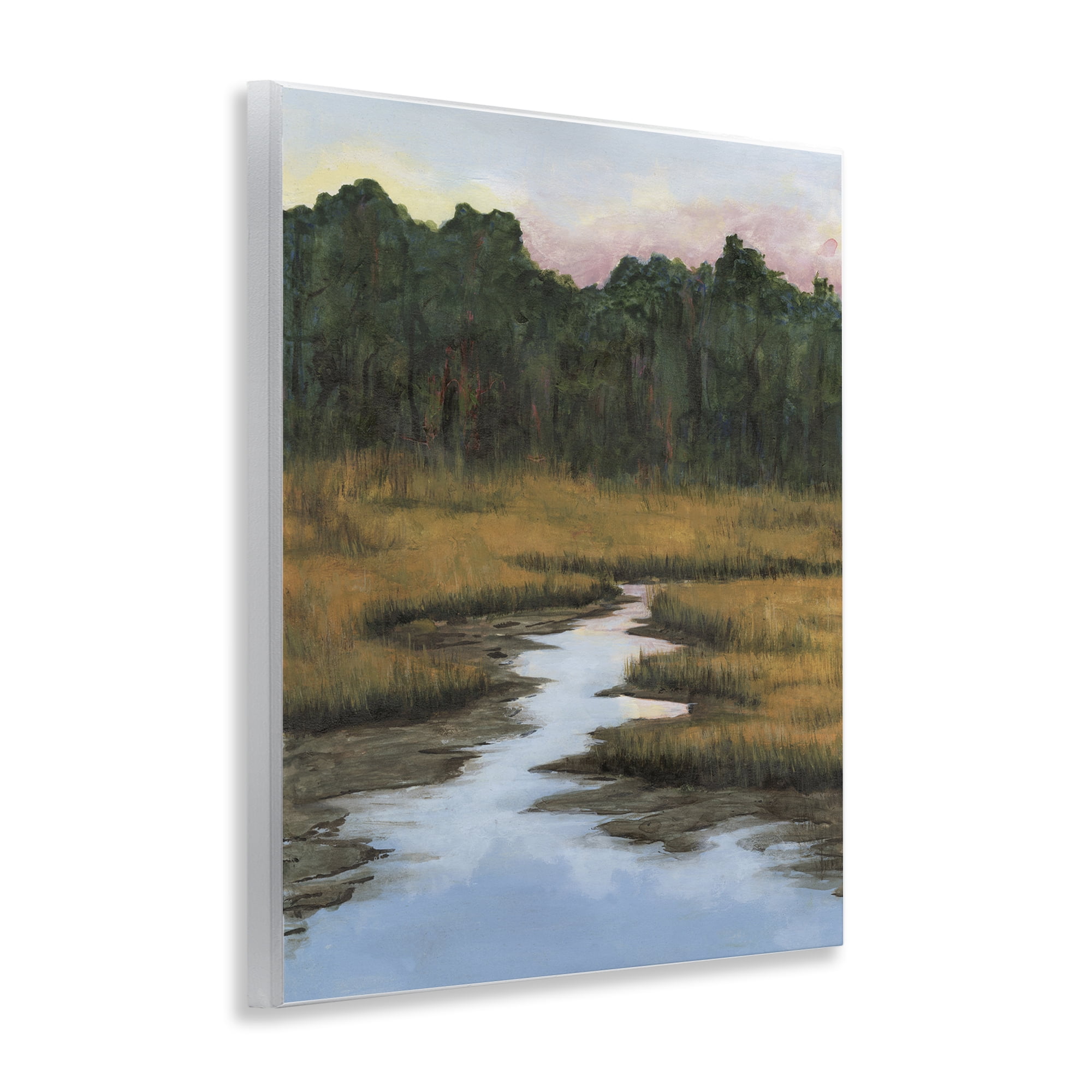 Stupell Industries Peaceful River Receding Landscape & Nature Painting Unframed Art Print Wall Art, 11 x 14