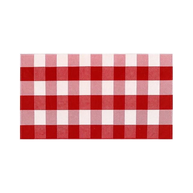 WMQPNNS Porch Rug Red and White Checkered Pattern Weave Washable Suitable for Entrances Dining Rooms Bedrooms Living Rooms Etc.