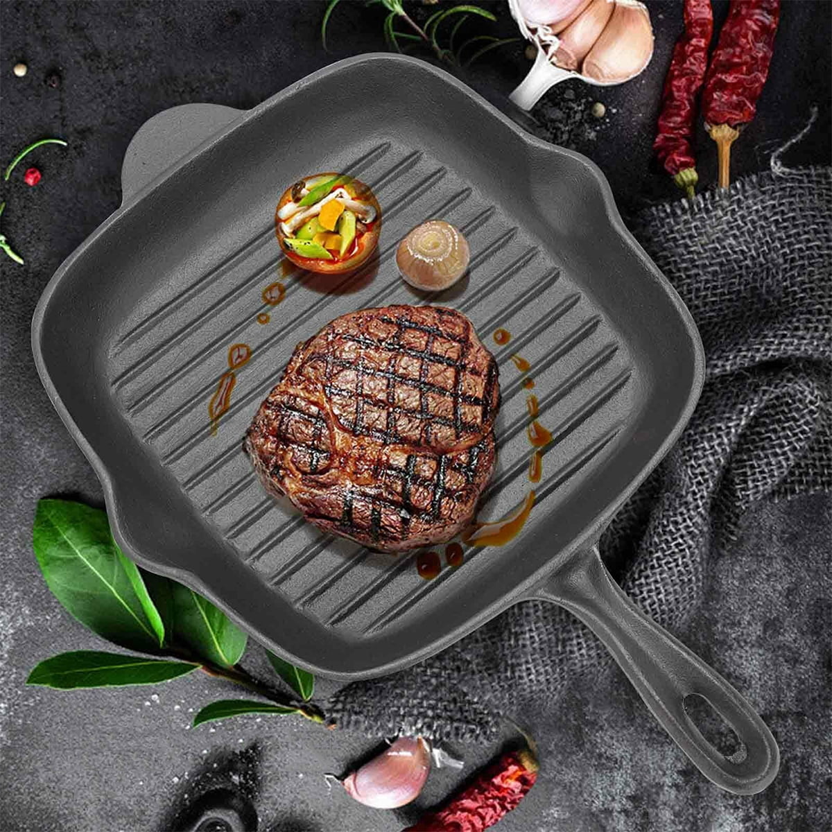 OUR TABLE CAST IRON 10 IN SQUARE GRILL PAN NEW – Waleska Co.