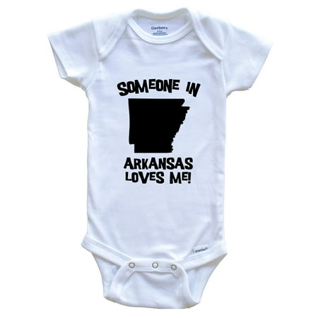 

Someone In Arkansas Loves Me State Silhouette Cute Baby Bodysuit - One Piece Baby Bodysuit 6-9 Months White