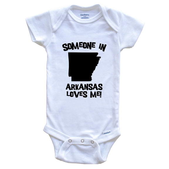 Someone In Arkansas Loves Me State Silhouette Cute Baby Bodysuit - One Piece Baby Bodysuit, 0-3 Months White