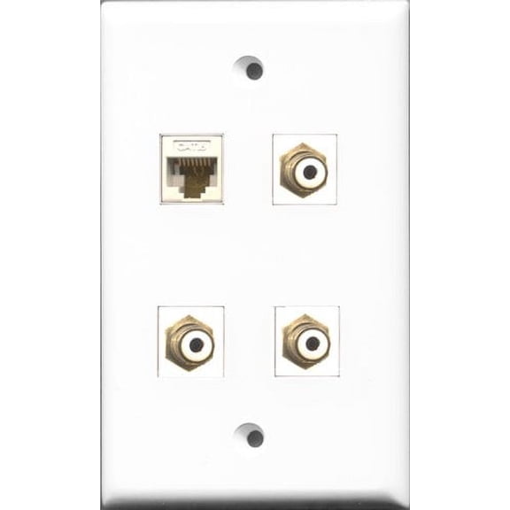 RiteAV - 3 Port RCA White and 1 Port Cat6 Ethernet White Wall Plate
