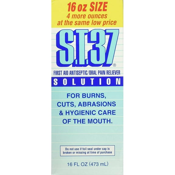 S.T.37 First Aid Antiseptic Oral Pain Reliever Liquid Solution 16oz, 3-Pack