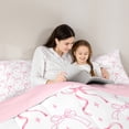 thumbnail image 4 of jejeloiu Ribbon Bow Tie Twin Bedding Sets 7-Piece,Stars Bowknot Print Bedding Comforter Set,Pink White Sheet Sets,Lightweight Room Decorative Reversible, 4 of 8
