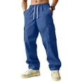 thumbnail image 5 of ADSSDQ Mens Casual Baggy Cargo Pants Stretch Sweatpants Loose Fit Drawstring Hiking Workout Joggers with Multi Pockets Blue 2XL, 5 of 8
