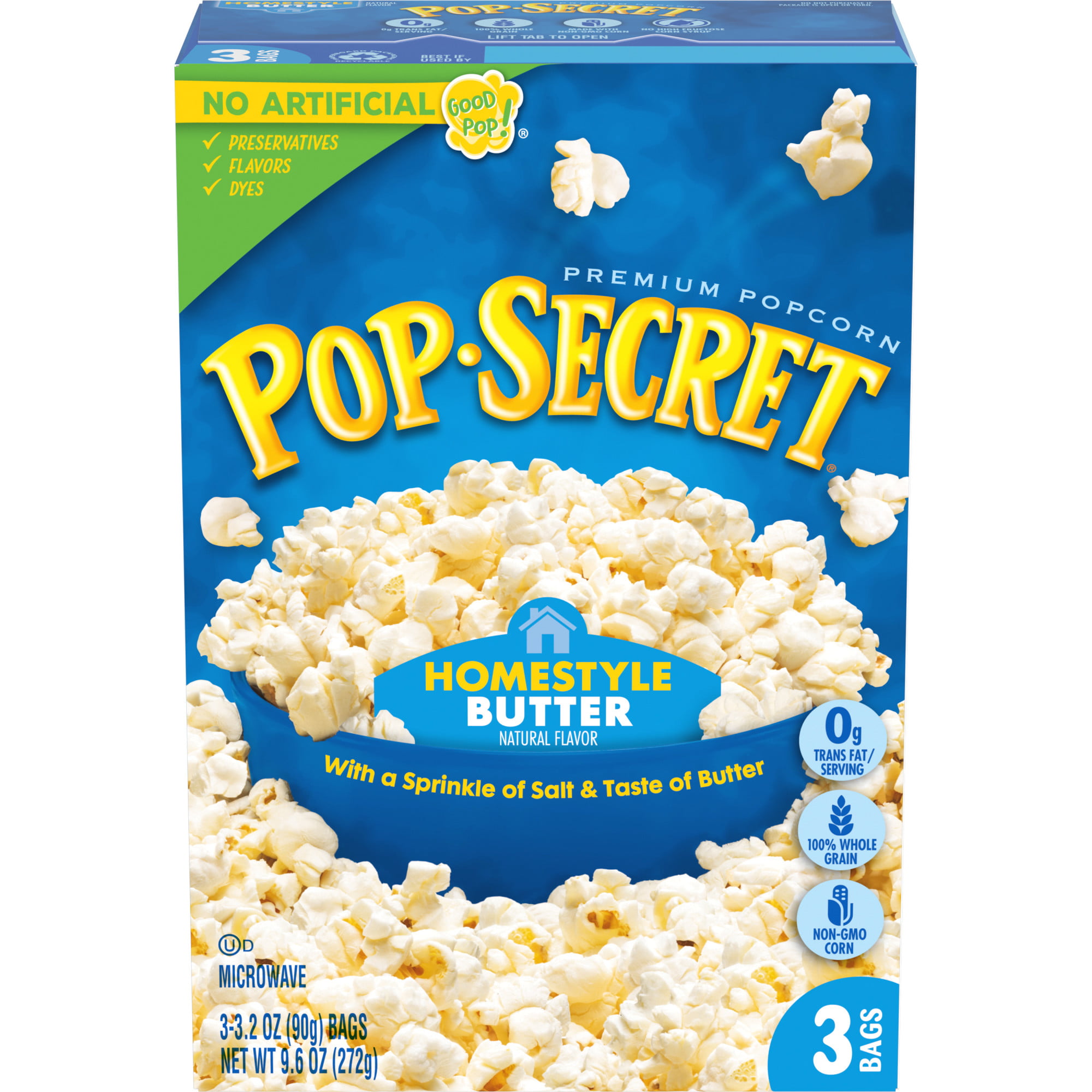 Pop Secret Popcorn, Homestyle Butter Microwave Popcorn, 3.2 oz Sharing