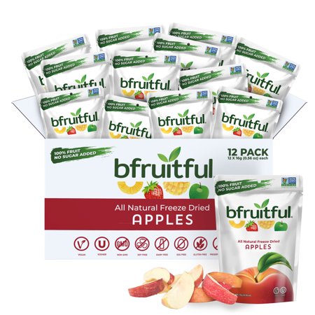 bfruitful Freeze-Dried Fruit Apples, Gluten Free, 12- 0.56 oz Bags