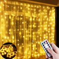 thumbnail image 2 of Cortina de luces LED para decoración navideña, guirnalda con Control remoto por USB, luces de hadas para dormitorio y hogar, 2 of 4