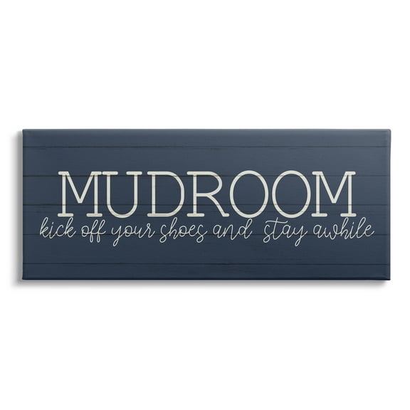 Stupell Industries Mudroom Kick Off Shoes Phrase Rustic Grain Pattern Canvas Wall Art, 24 x 10, Design by Kim Allen