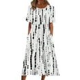 thumbnail image 2 of IDALL Summer Dresses,Casual Dresses Women Summer Casual Print Round Neck Short Sleeve Loose Dress Bohemian Summer Beach Dress With Pocket Flowy Dresses,Petite Dresses,Vacation Dresses Black Dress XL, 2 of 7