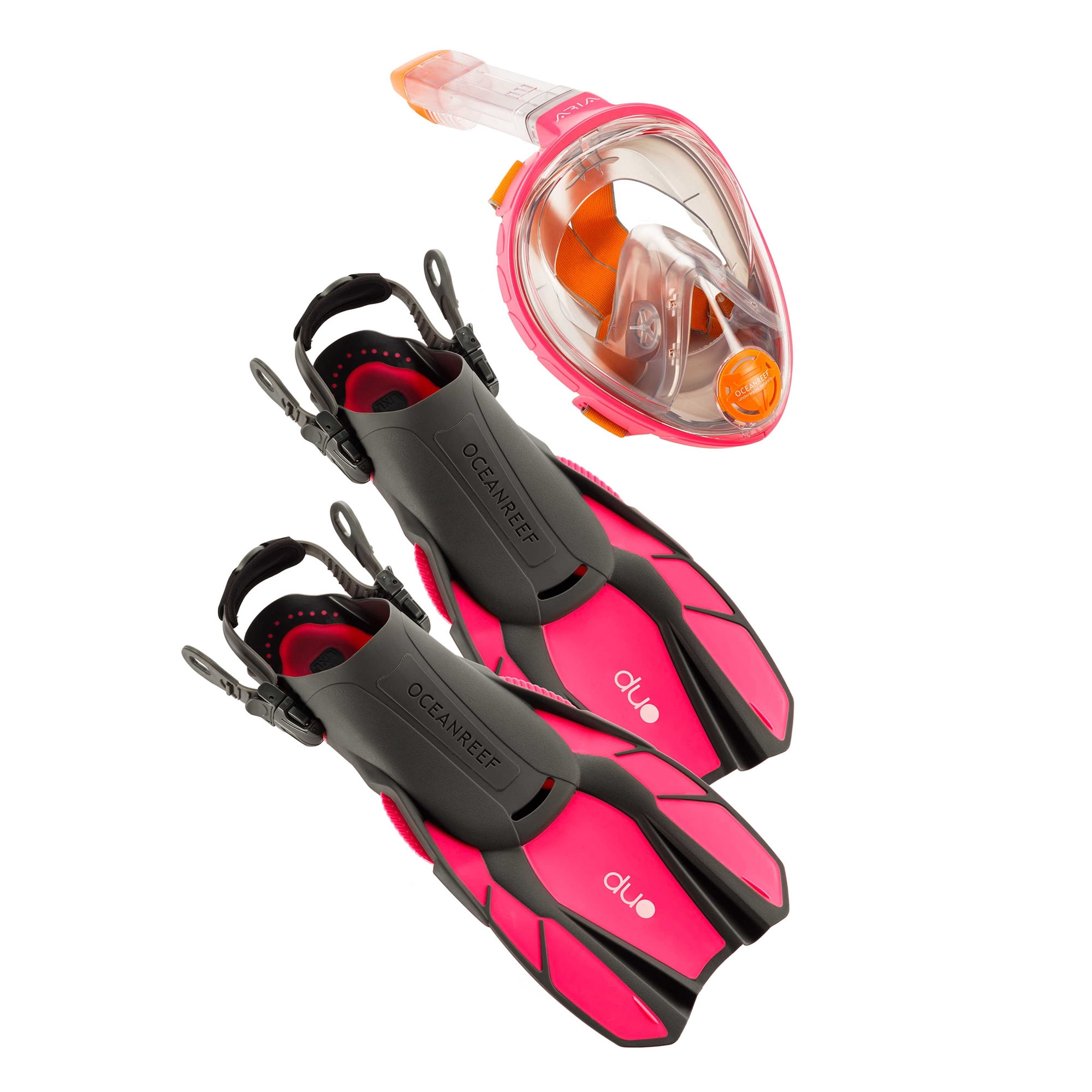 Ocean Reef Duo  Travel Ready Fins Set Scuba, Diving, Freedive, Snorkeling Pink