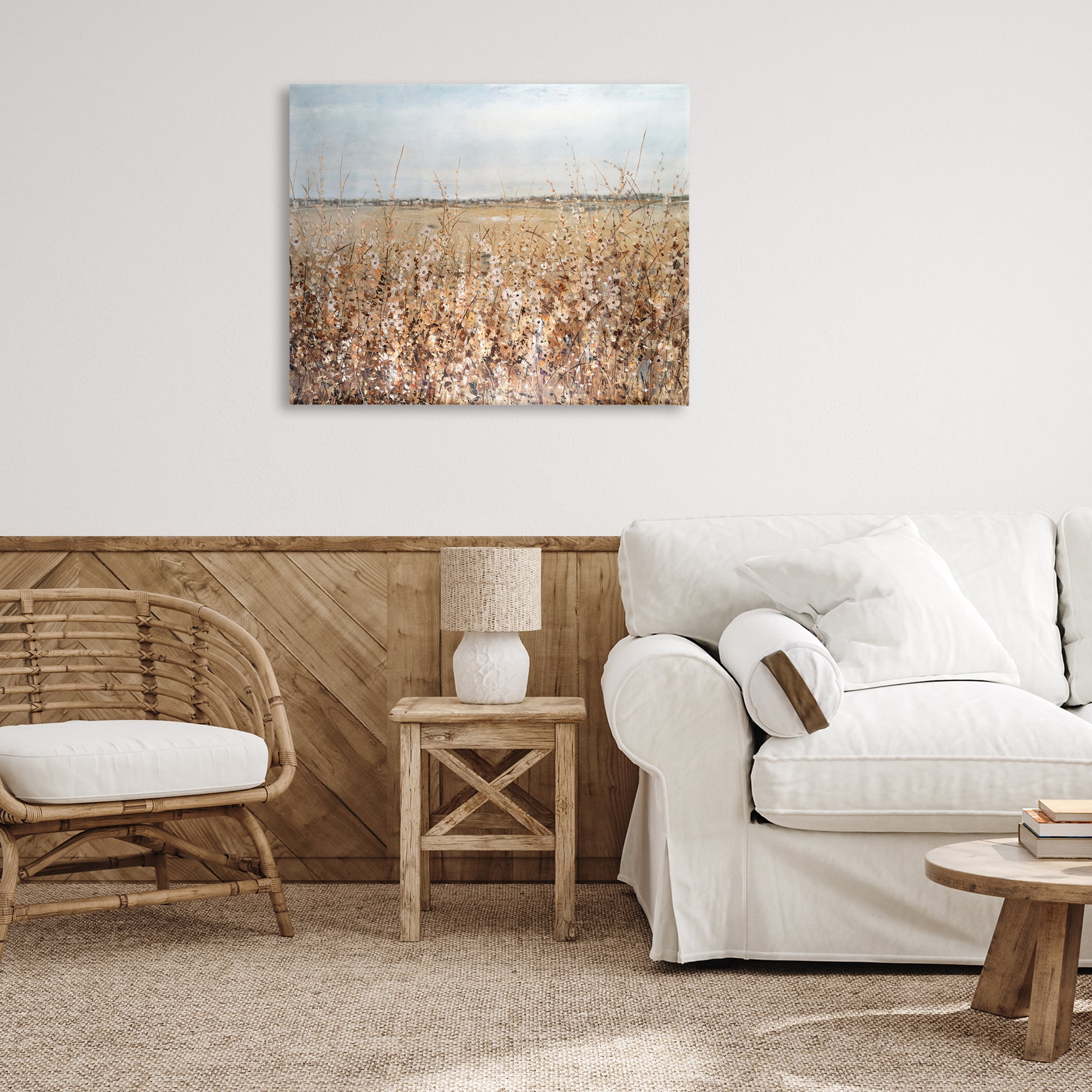 Stupell Industries Solemn Neutral Meadow Landscape & Nature Painting Wrapped Canvas Art Print Wall Art, 40 x 30