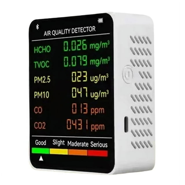 Testeur de Qualité de l'Air Multifonction 6 en 1 Écran LCD Maison Intérieur Bureau Mural Testeur de Qualité de l'Air