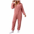 thumbnail image 2 of Timegard Combinaisons Grande Taille pour Femmes Automne Hiver en Molleton Doux à Capuche avec Fermeture Éclair, Pyjama Chaud, 2 of 6