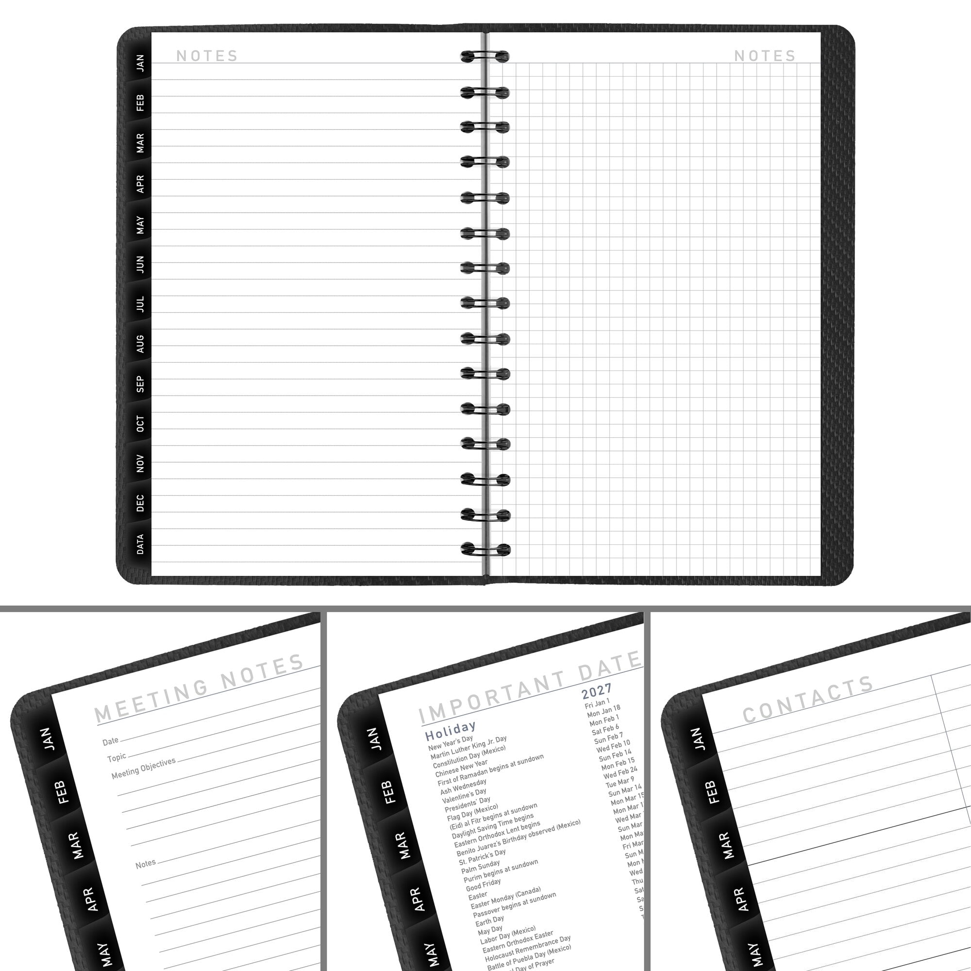 AT-A-GLANCE Contemporary 2027 Weekly Monthly Planner Charcoal Small 5 x 8 -