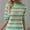 Green, variant on Levmjia Oversized Pullover Sweaters Tops for Women Fashion Round-Neck Loose Striped Printed Casual Short Sleeve Tops Sweater