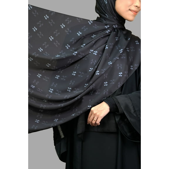 Rectangular Scarf: Monogram Series in Obsidian
