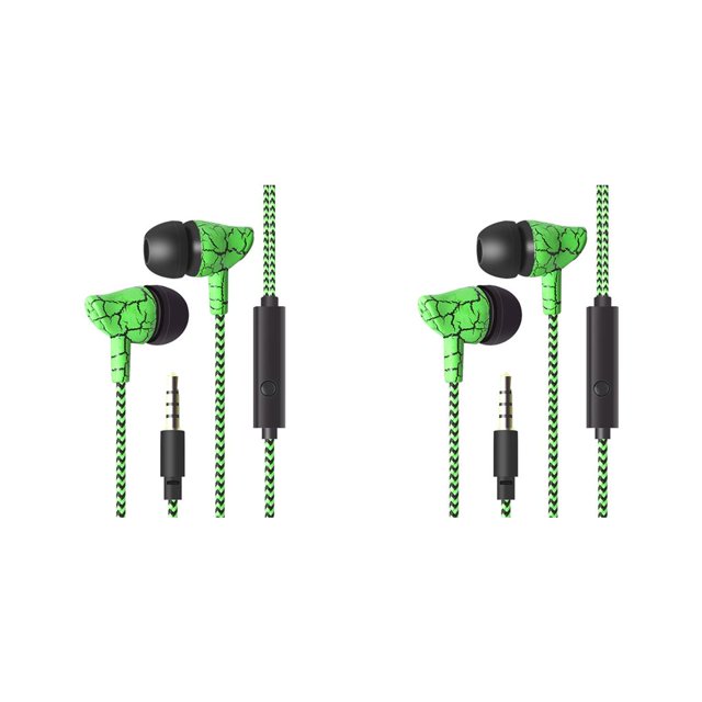 maskred Phone Music Wired Earphone In -ear Wire Control Cellphone 3 .5mm Plug Earbuds Headset 70cm 2Set
