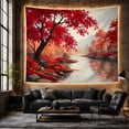 thumbnail image 5 of Autumn Maple Tree With Crimson Scarlet Foliage Situated, Mystical Fantasy for Space Lovers, Galaxy Room Decor, Mother's Day Gift, Tapestry Wall Hanging for Bedroom and Dorm, 5 of 6