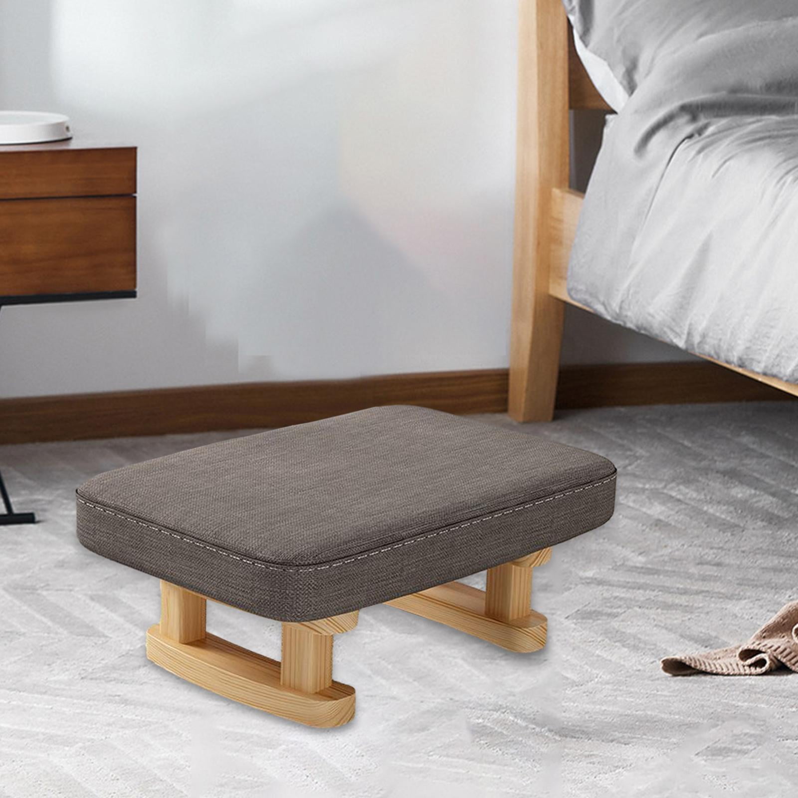 Foot Rest with Wooden Legs Small Ottoman, Multifunctional, Decorative Rectangle Step Stool Padded Foot Stool for Guest Room Bedroom Couch dark gray