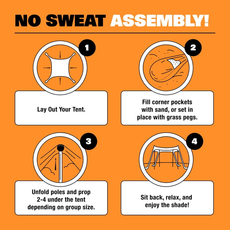 Sun Ninja Pop-Up Beach Tent 7x7.5 ft Shade Shelter for