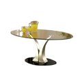 thumbnail image 1 of Bowery Hill Table Basse Ovale en Satin avec Plateau en Verre, 1 of 2