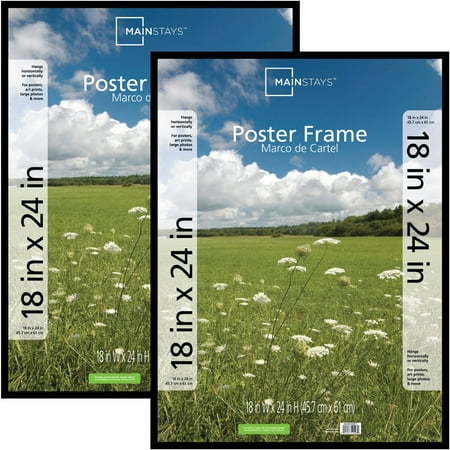 Mainstays 18" x 24" Basic Poster and Picture Frame, Black, Set of 2