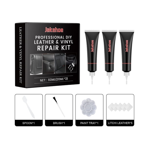Jakehoe Kit de reparación de cuero para muebles, sofá, asiento, Interior de coche, limpieza de cuero, pasta reparadora de renovación