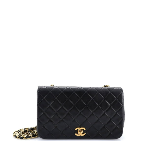 Pre-Owned CHANEL Vintage Full Flap Bag Quilted Lambskin Medium By Rebag
