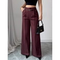 thumbnail image 3 of Women'S High Waisted Wide Leg Work Pants Straight Leg Office Slacks Trousers Wine Red XXL, 3 of 5