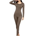 thumbnail image 2 of NominalSnug Womens Thermal Underwear Sets Built in Bra Long Sleeve Winter Warm Base Layer Top Pants for Cold Wearther Loungewear, 2 of 8