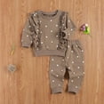 thumbnail image 3 of Infant Baby Girl Fall Winter Outfit Long Sleeve Ruffle Dots Sweatshirt and Pants Sweatsuit Tracksuit 2PCS Clothes Coffee 3-6 Months, 3 of 8