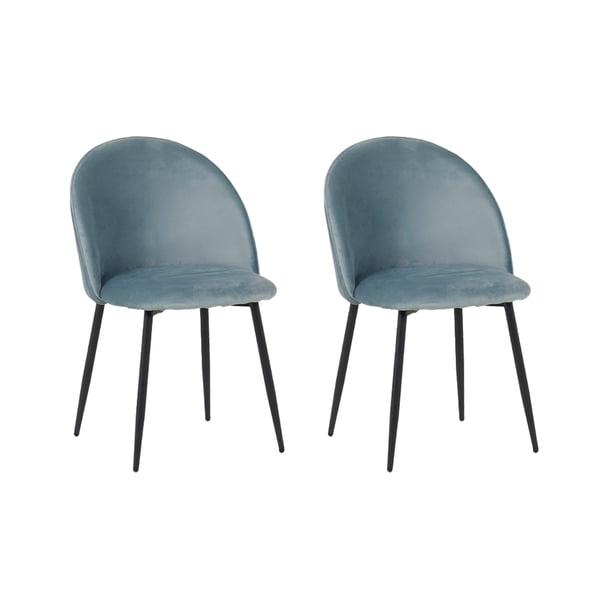 Ilios Innova | Paquete de 2 Sillas para Comedor Rolet Azul, Sillas Tapizadas en Terciopelo con Patas Metálicas, Diseño Moderno y Minimalista.