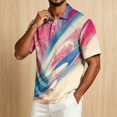 thumbnail image 5 of Tie Dye Polo Shirts for Men Henley Short Sleeve Cotton Linen Tees Causal Vacation Loose T Shirts, M, 5 of 6
