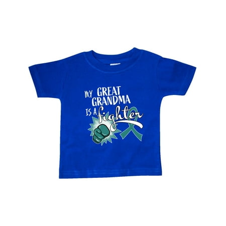 

Inktastic Ovarian Cancer Awareness My Great Grandma is a Fighter Gift Baby Boy or Baby Girl T-Shirt