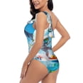 thumbnail image 4 of Picia Astronaut Tropical Dolphin Pattern Women's One Piece Swimsuits,One Shoulder Swimwear Asymmetric ,Ruffle Monokinis Bathing Suits,High Waisted Flattering Bathing Suits-Medium, 4 of 8