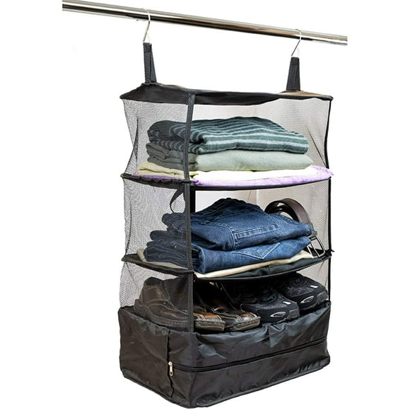 Collapsable Portable Hanging Storage Organizer With Zippered Compartment Perfect for Travel and Packing
